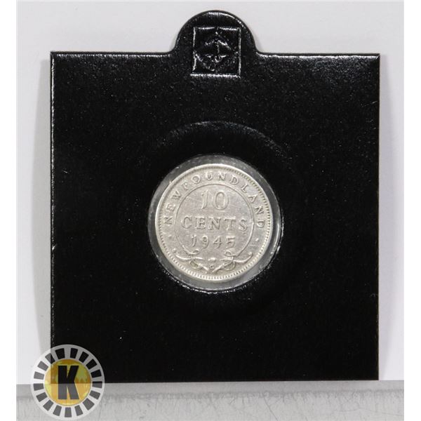 1945 NEWFOUNDLAND SILVER 10 CENT COIN