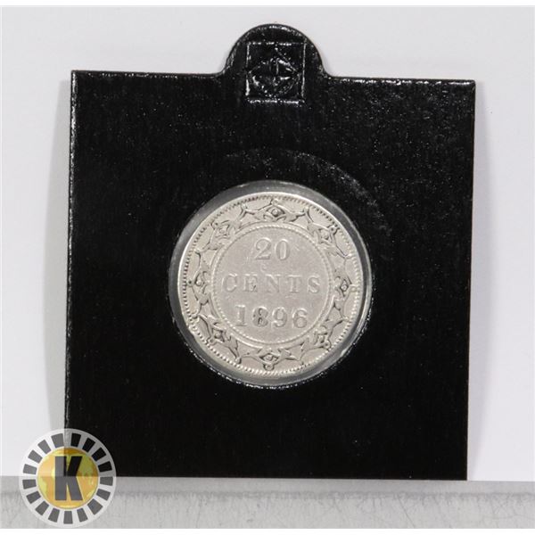 1896 VICTORIAN NEWFOUNDLAND SILVER 20 CENT
