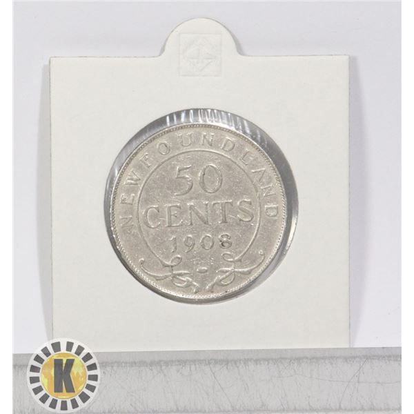 HIGHER GRADE 1908 NEWFOUNDLAND 50 CENT