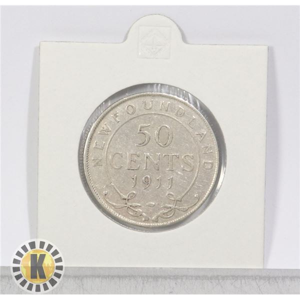 1911 FIRST YEAR GEORGE V NFL SILVER 50 CENT