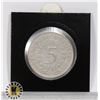 Image 1 : 1951F GERMAN SILVER 5 MARK COIN, 1ST YEAR OF ISSUE
