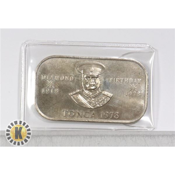 RARE 1978 TONGA RECTANGULAR 1 PA'ANGA COIN