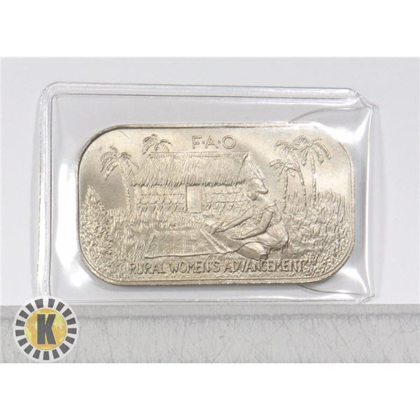 RARE 1980 TONGA RECTANGULAR 1 PA'ANGA COIN