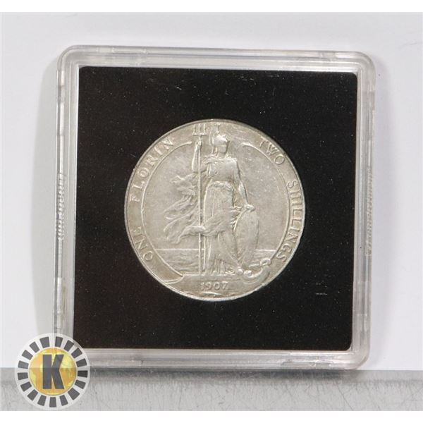 1907 GREAT BRITAIN SILVER 2 SHILLING COIN