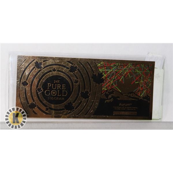 24K PURE GOLD 1/10 GRAM FOIL BILL