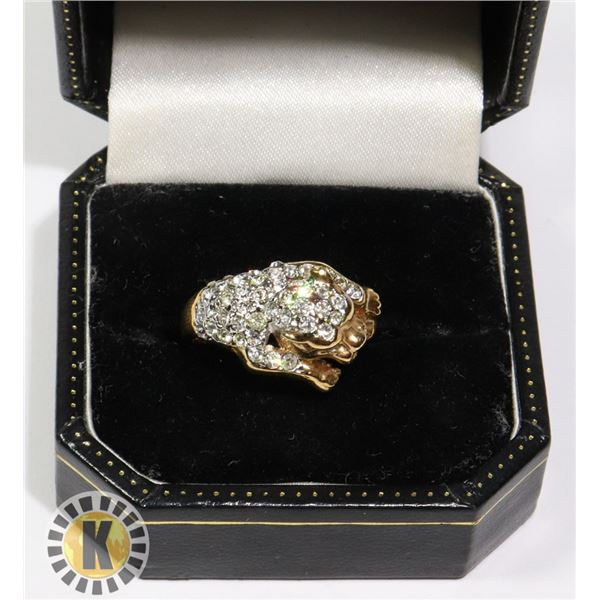14K HGE PLATE COSTUME JAGUAR RING SIZE 7