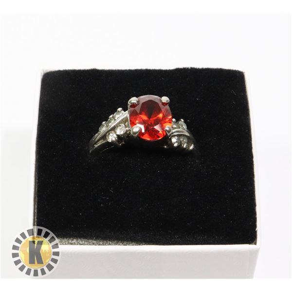 18K HGE PLATE COSTUME RING WITH LARGE STONE