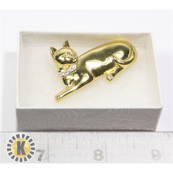 ~2" LONG COSTUME CAT BROOCH WITH STONES