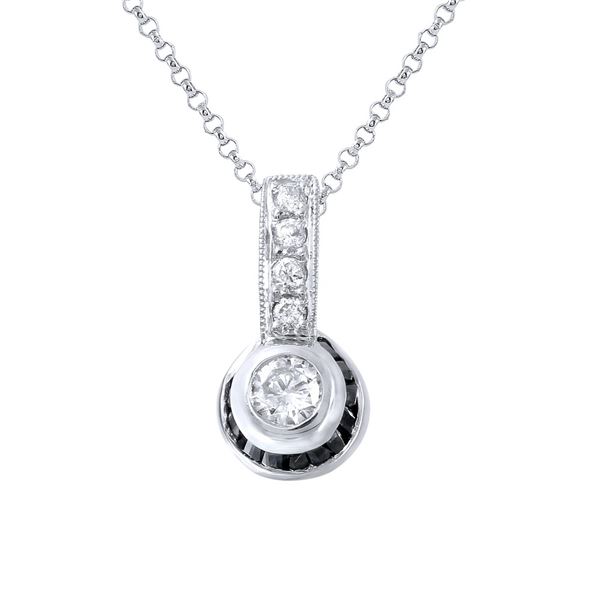 Natural 0.59 CTW Sapphire & Diamond Pendant 18K White Gold - REF-41H4W