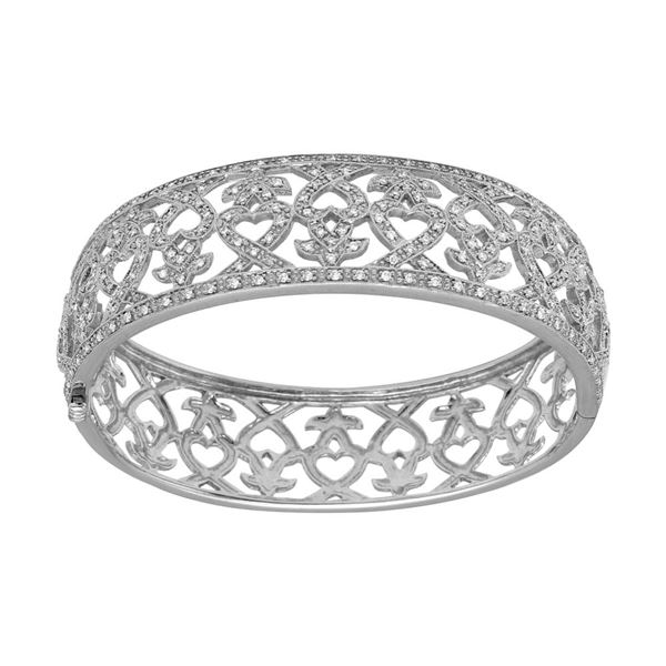 Natural 1.48 CTW Diamond Bangle 18K White Gold - REF-584X3T