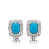 Image 1 : Natural 2.98 CTW Turquoise & Diamond Earrings 14K White Gold - REF-79X2T