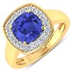 Image 1 : Natural 2.58 CTW Tanzanite & Diamond Ring 14K Yellow Gold - REF-98T7H