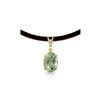 Genuine 7.56 ctw Green Amethyst & Diamond Necklace 14KT Yellow Gold - REF-35X5M