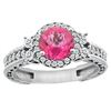 1.46 CTW Pink Topaz & Diamond Ring 14K White Gold - REF-77R4H