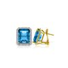 Genuine 15.6 ctw Blue Topaz & Diamond Earrings 14KT Yellow Gold - REF-136H3X