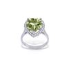 Genuine 3.24 ctw Green Amethyst & Diamond Ring 14KT White Gold - REF-66R9P
