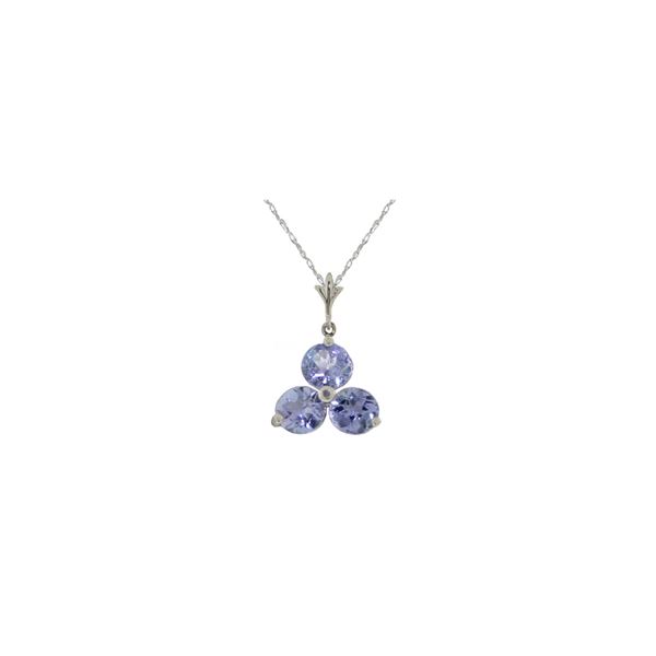 Genuine 0.75 ctw Tanzanite Necklace 14KT White Gold - REF-23N2R