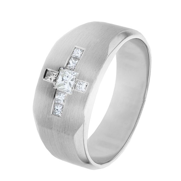 Natural 0.49 CTW Princess Diamond & Princess Diamond Ring 14K White Gold - REF-117M2F
