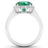 Image 2 : Natural 3.18 CTW Zambian Emerald & Diamond Ring 14K White Gold - REF-157M7T