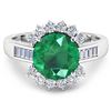 Image 3 : Natural 3.18 CTW Zambian Emerald & Diamond Ring 14K White Gold - REF-157M7T