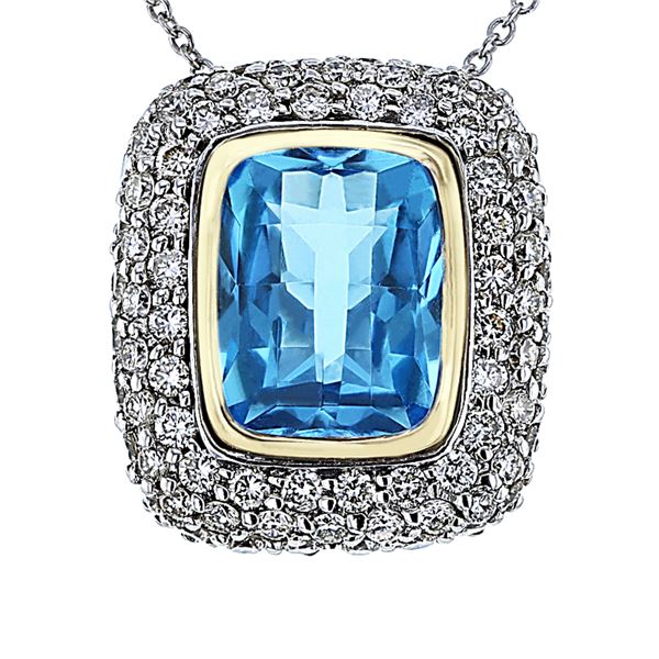 Natural 5.86 CTW Topaz & Diamond Necklace 14K Gold - REF-150Y3N