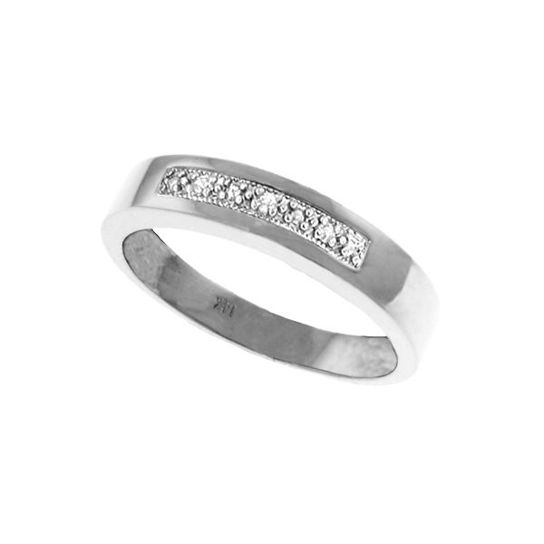 Genuine 0.02 ctw Diamond Anniversary Ring 14KT White Gold - REF-46M2T