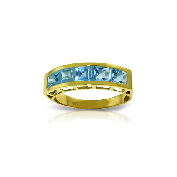 Genuine 2.25 ctw Blue Topaz Ring 14KT Yellow Gold - REF-54V2W