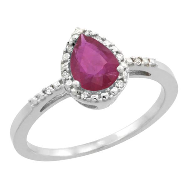 1.05 CTW Ruby & Diamond Ring 10K White Gold - REF-20V8R