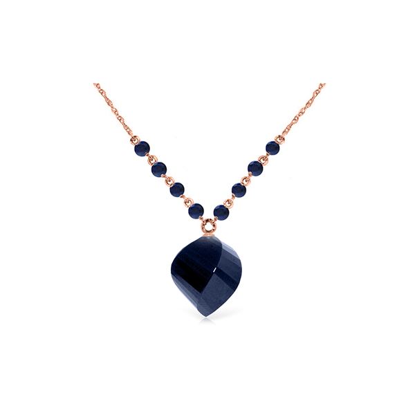 Genuine 16.25 ctw Sapphire Necklace 14KT Rose Gold - REF-46Z2N