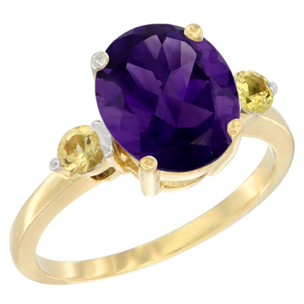 2.64 CTW Amethyst & Yellow Sapphire Ring 14K Yellow Gold - REF-32Y3V