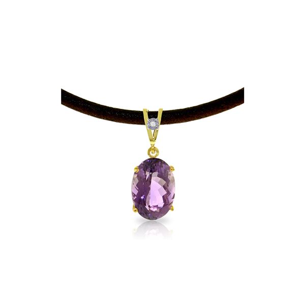 Genuine 7.56 ctw Amethyst & Diamond Necklace 14KT Yellow Gold - REF-35K5V