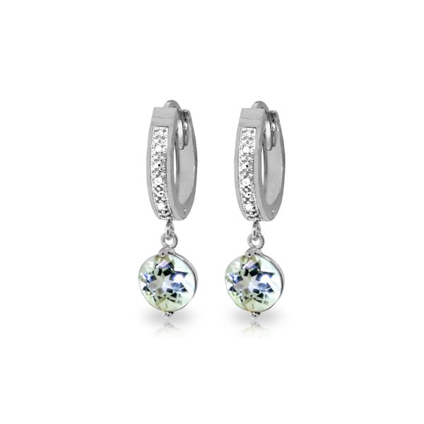 Genuine 2.28 ctw Aquamarine & Diamond Earrings 14KT White Gold - REF-56T2A