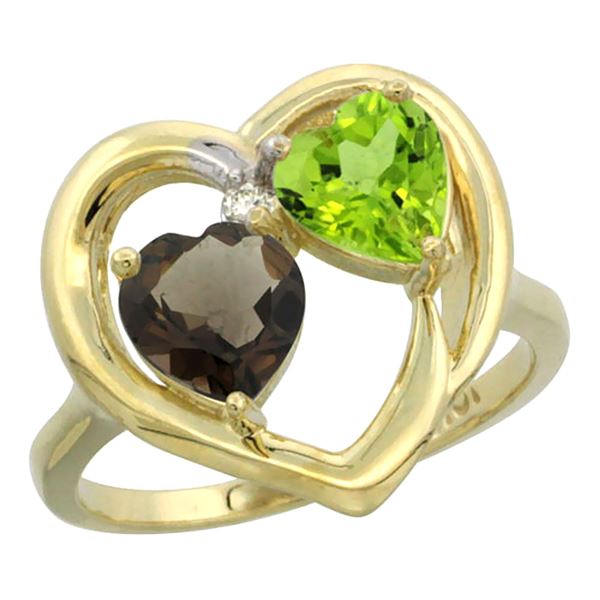 2.61 CTW Diamond, Quartz & Peridot Ring 10K Yellow Gold - REF-23A7X