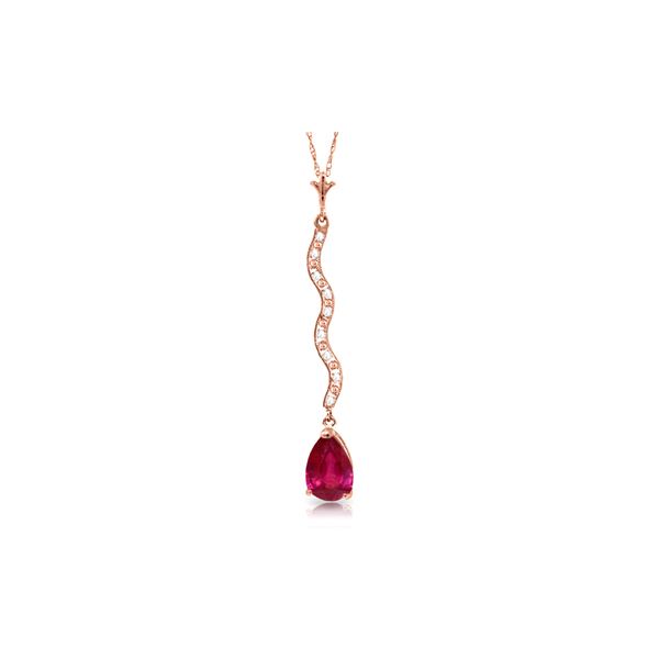 Genuine 1.79 ctw Ruby & Diamond Necklace 14KT Rose Gold - REF-40T7A