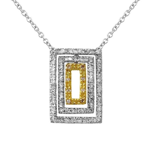 Natural 0.50 CTW Diamond & Pendant 18K Two Tone Yellow Gold - REF-84X6T