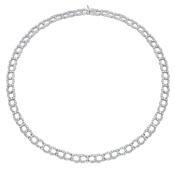 Natural 10.21 CTW Diamond Necklace 18K White Gold - REF-822X6T