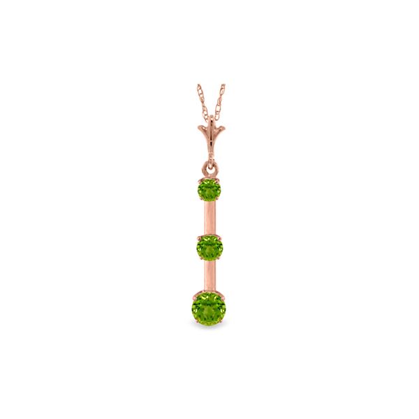 Genuine 1.25 ctw Peridot Necklace 14KT Rose Gold - REF-29M3T