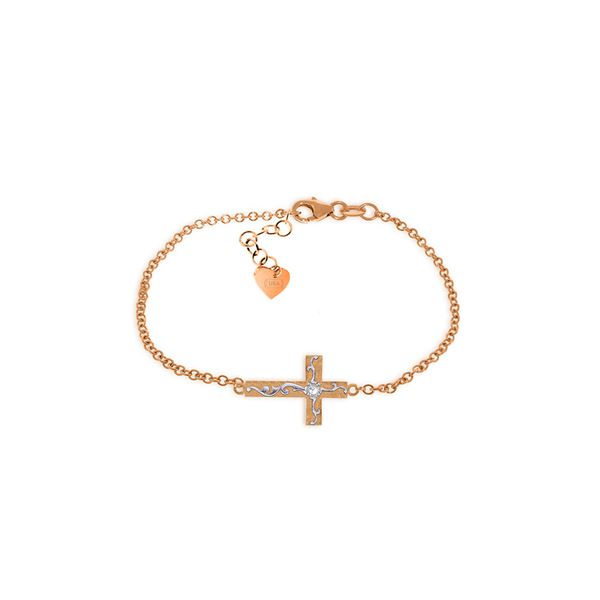 Genuine 0.05 ctw Diamond Anniversary Bracelet 14KT Rose Gold - REF-61N8R