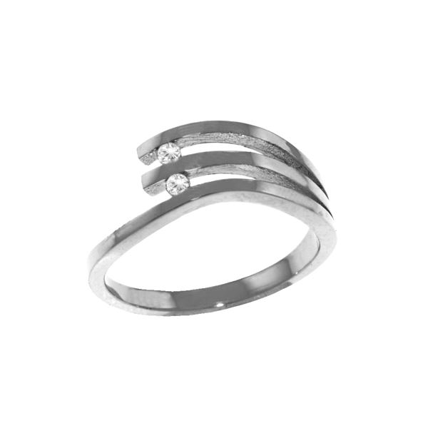 Genuine 0.06 ctw Diamond Anniversary Ring 14KT White Gold - REF-52Y2F