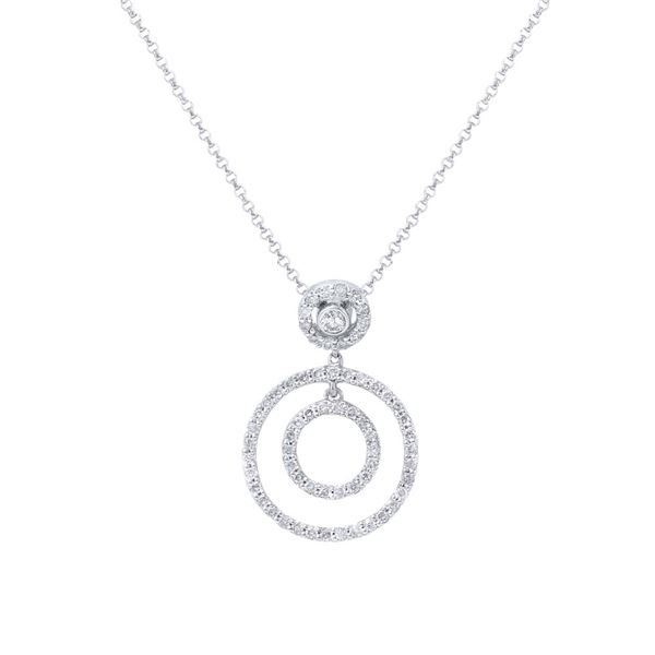 Natural 0.50 CTW Diamond Necklace 14K White Gold - REF-59M4F