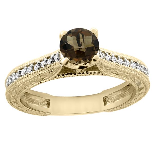 0.71 CTW Quartz & Diamond Ring 14K Yellow Gold - REF-53M2K