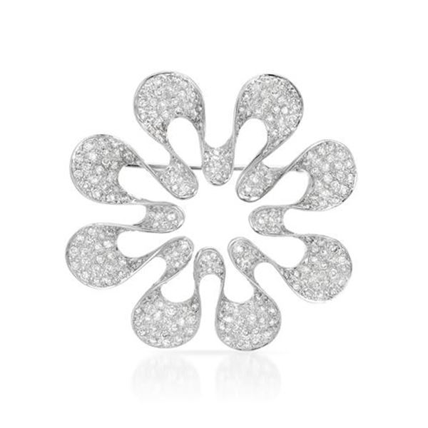 Natural 2.84 CTW Diamond & Brooch 18K White Gold - REF-327R6K