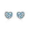 Image 1 : Natural 7.79 CTW Turquoise & Diamond Earrings 18K White Gold - REF-132R3K