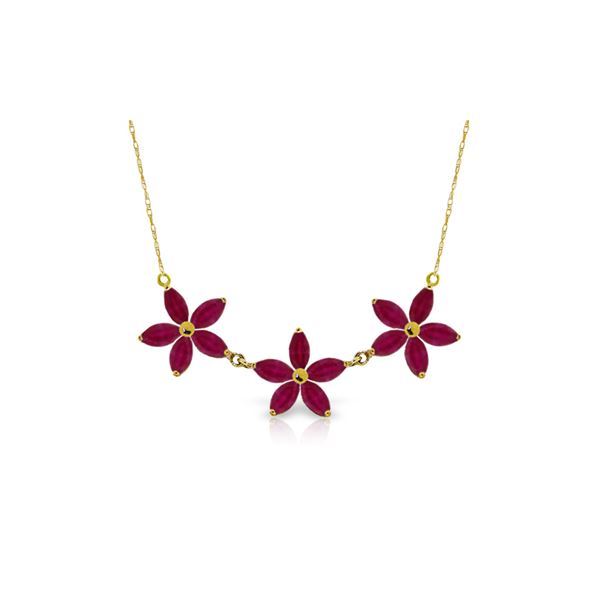 Genuine 5 ctw Ruby Necklace 14KT Yellow Gold - REF-86M3T