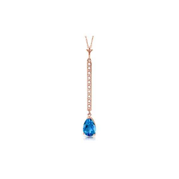 Genuine 1.80 ctw Blue Topaz & Diamond Necklace 14KT Rose Gold - REF-33T4A