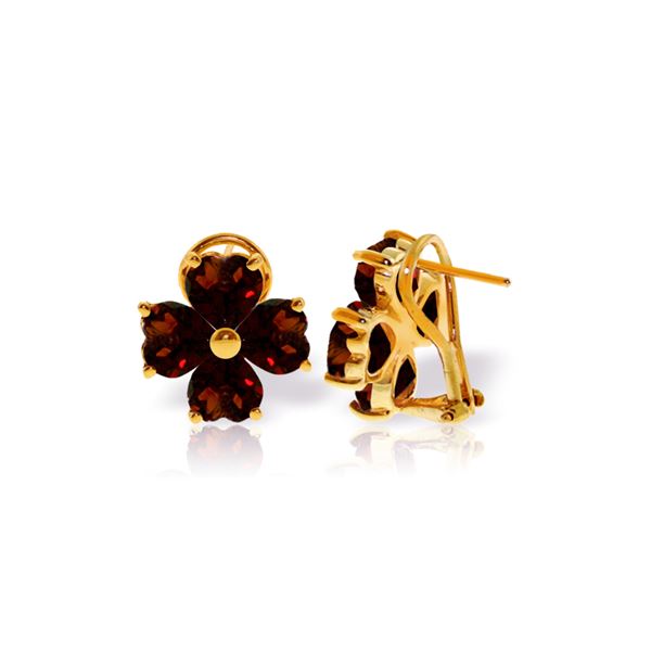 Genuine 6.5 ctw Garnet Earrings 14KT Yellow Gold - REF-79Z7N