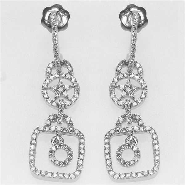 Natural 0.60 CTW Diamond Earrings 14K White Gold - REF-70X2T