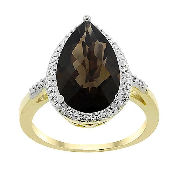 5.55 CTW Quartz & Diamond Ring 10K Yellow Gold - REF-34R8H