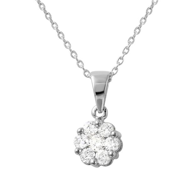 Natural 0.33 CTW Diamond Necklace 14K White Gold - REF-45R2K