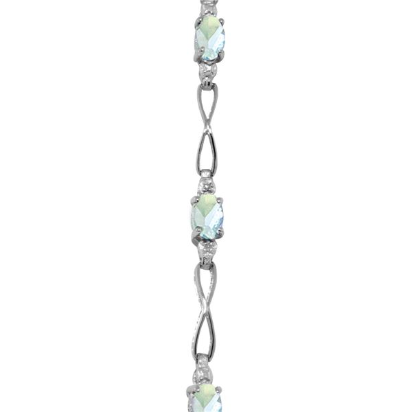 Genuine 1.16 ctw Aquamarine & Diamond Bracelet 14KT White Gold - REF-65Z3N